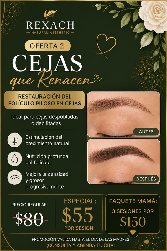 Restauración y estimulación de cejas con factores de crecimiento