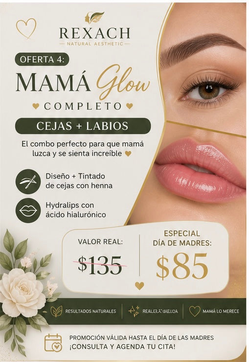 Mamá Glow Completo (Tintado de cejas con henna + Hydralips